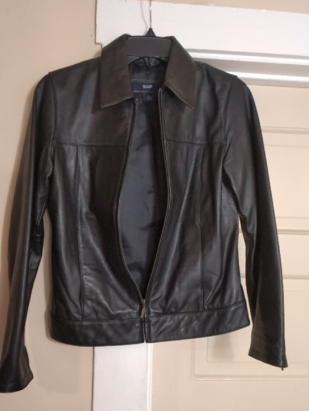 GAP Women's Black Leather Zip Jacket